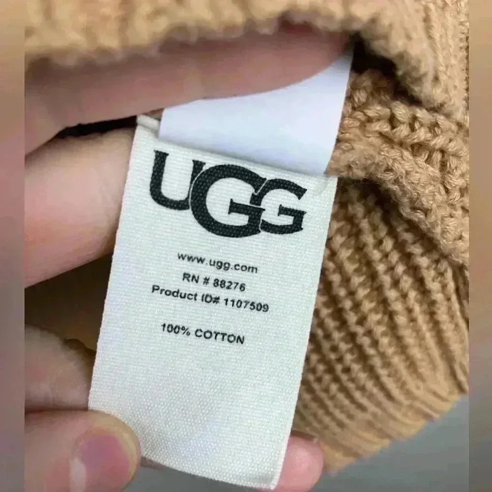 UGG Women's XS Camel Criss V-Neck Pullover Sweater Relaxed Cotton Casual Lounge - Picture 10 of 13